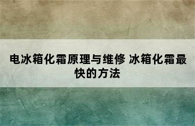 电冰箱化霜原理与维修 冰箱化霜最快的方法